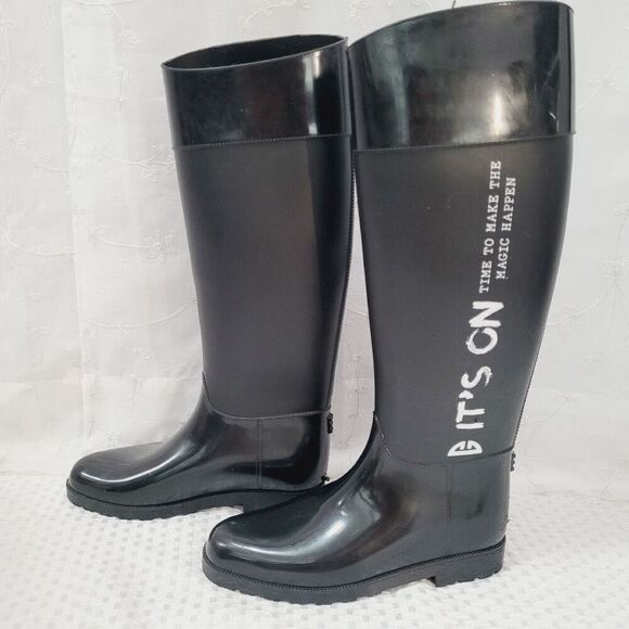 "IT'S ON" Rain Boots Tall Glossy Women's Sz US 7 EU37 Brand New - Picture 1 of 8